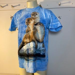 Otters 3 Tee Shirt Hand Dyed Akron Zoo L